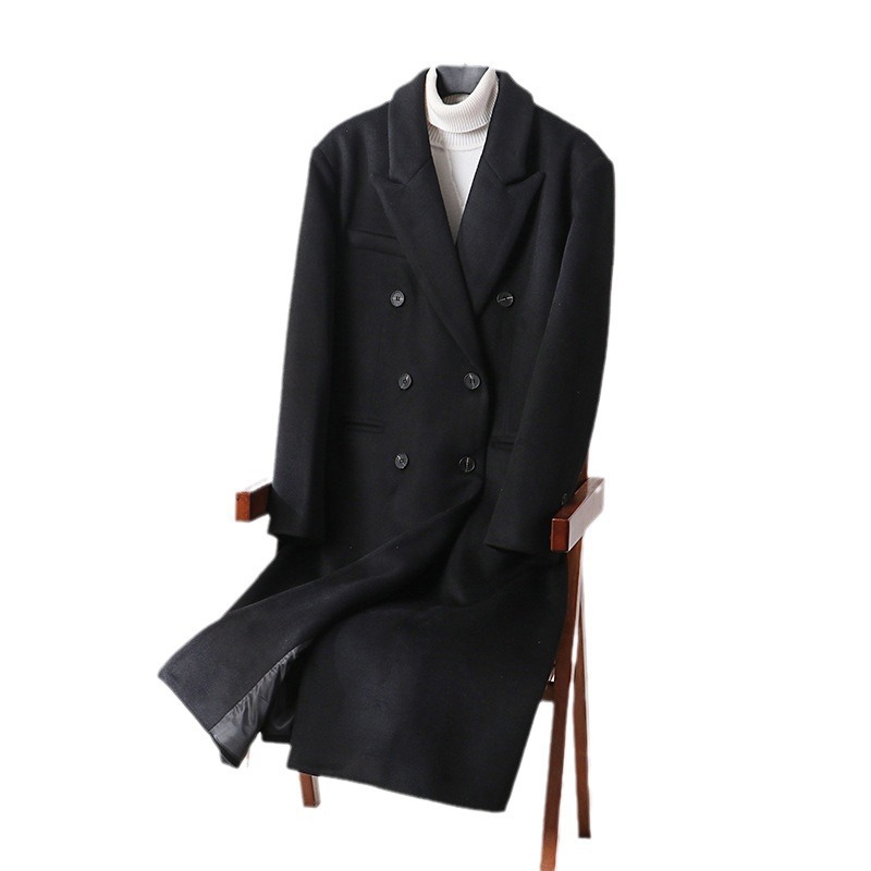 신상품 울 코트 남성 바지 무릎 위로 내려오는 두꺼운 겨울 캐주얼 모직 탑 남성 두꺼운 아우터