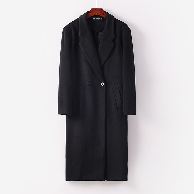 신상품 고급 남성 라지 사이즈 루즈핏 양모 코트 무릎 아래로 더블 버튼 롱 트렌치코트 남성 가을-겨울