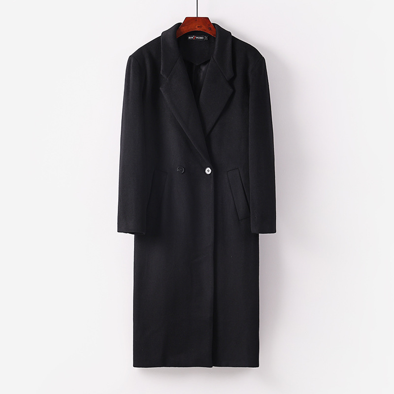 신상품 고급 남성 라지 사이즈 루즈핏 양모 코트 무릎 아래로 더블 버튼 롱 트렌치코트 남성 가을-겨울