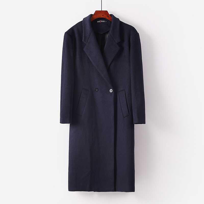 신상품 고급 남성 라지 사이즈 루즈핏 양모 코트 무릎 아래로 더블 버튼 롱 트렌치코트 남성 가을-겨울