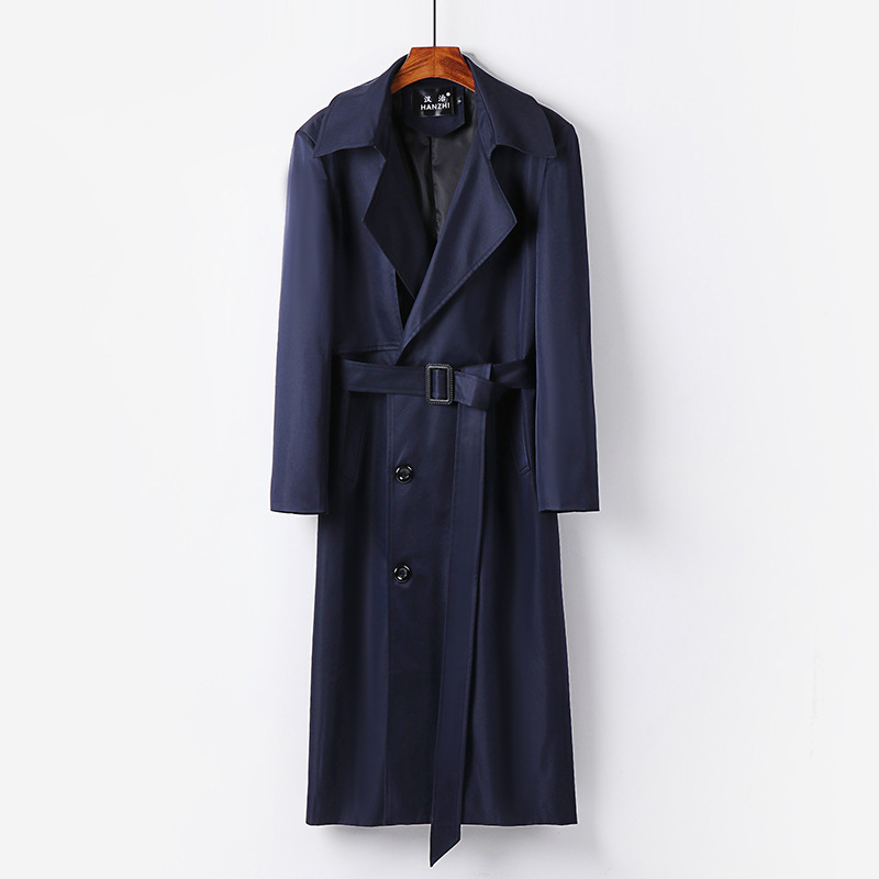 남성 롱 겨울 라지 사이즈의 가을 신상품 롱 무릎 오버 코트입니다