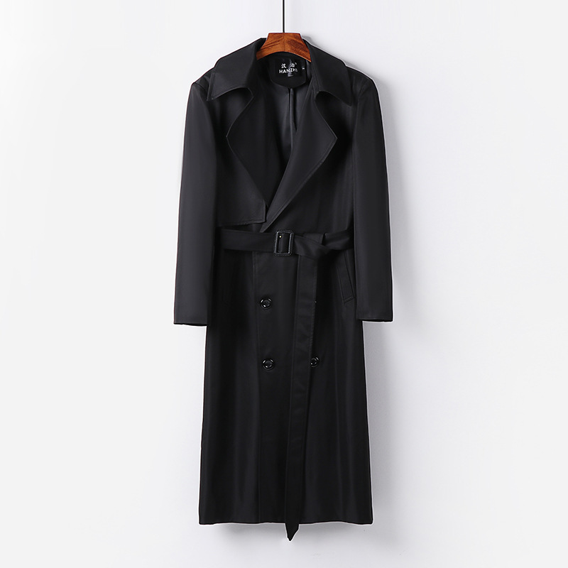 남성 롱 겨울 라지 사이즈의 가을 신상품 롱 무릎 오버 코트입니다