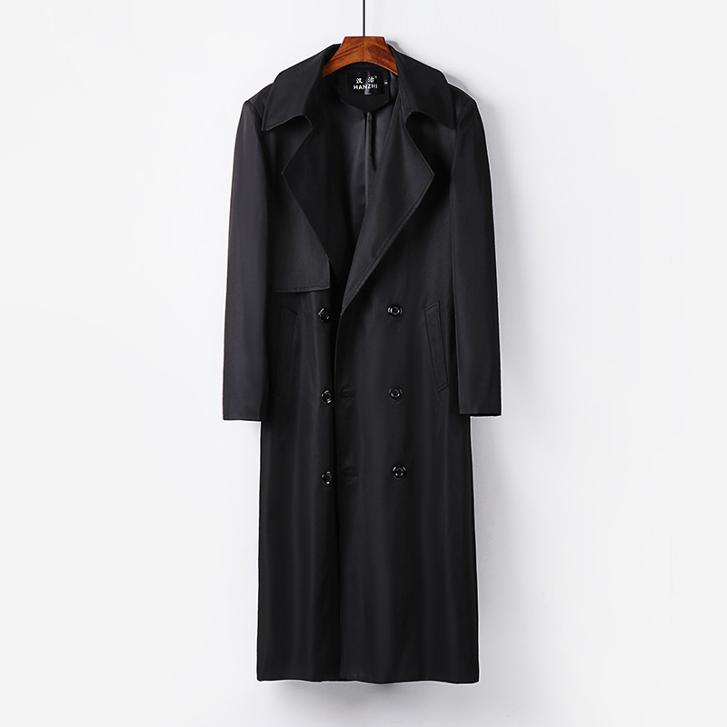 남성 롱 겨울 라지 사이즈의 가을 신상품 롱 무릎 오버 코트입니다