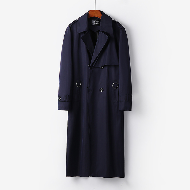 가을 트렌치코트 남성 맥시 롱 한옥 트렌드인 빈티지 브리티시 비즈니스 캐주얼 중년 남성을 위한 코트입니다