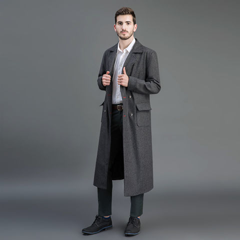 빈티지한 체크 트렌치코트 남성 중추 봄 신상 래글런 캐주얼 더블 코트 라지 사이즈