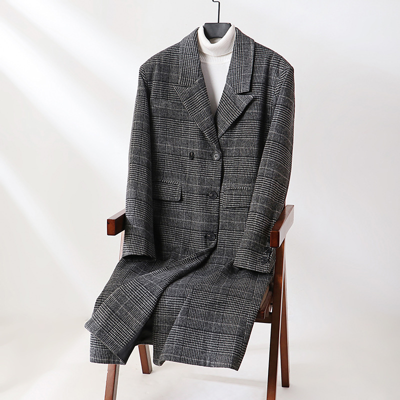 라지 사이즈면 덧대 무게감 두툼한 총바지락 한국판 롱 모직 코트 남자 가을겨울 초롱 여자아이 아우터 남자