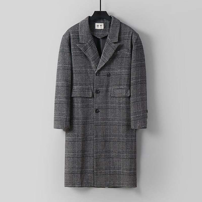 라지 사이즈면 덧대 무게감 두툼한 총바지락 한국판 롱 모직 코트 남자 가을겨울 초롱 여자아이 아우터 남자