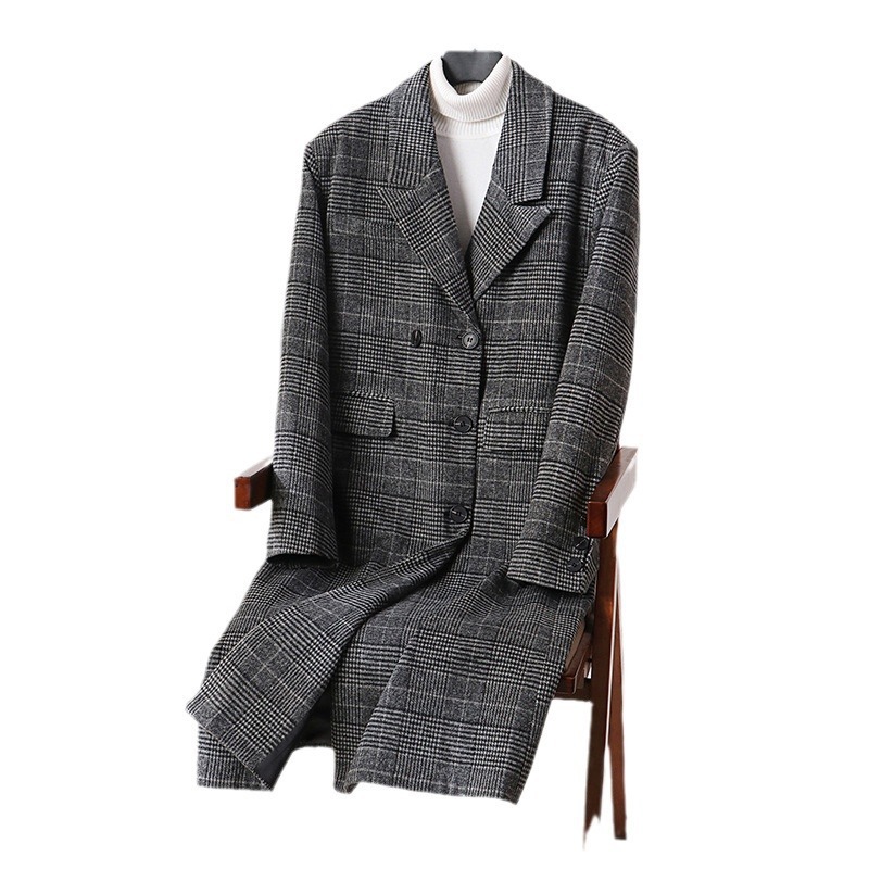 라지 사이즈면 덧대 무게감 두툼한 총바지락 한국판 롱 모직 코트 남자 가을겨울 초롱 여자아이 아우터 남자