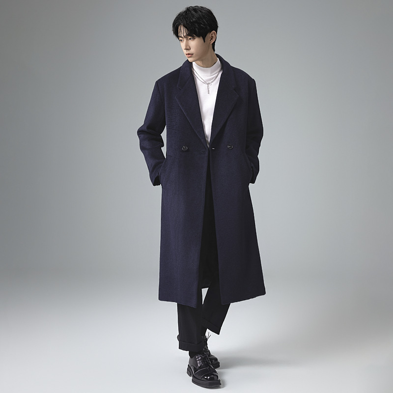 신상 가을 겨울 라미드 코트 롱 박시 라지 사이즈 캐주얼 패드 모직 코트로 트렌디한 아우터