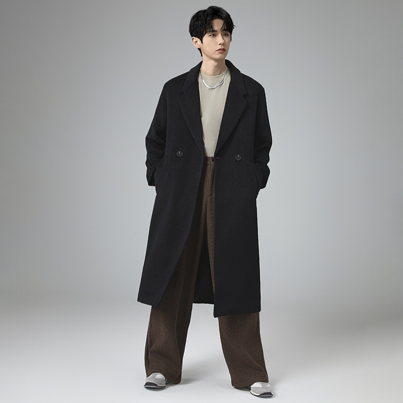 신상 가을 겨울 라미드 코트 롱 박시 라지 사이즈 캐주얼 패드 모직 코트로 트렌디한 아우터