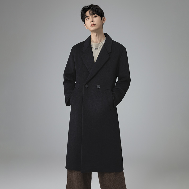 신상 가을 겨울 라미드 코트 롱 박시 라지 사이즈 캐주얼 패드 모직 코트로 트렌디한 아우터