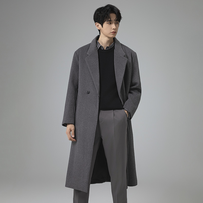 신상 가을 겨울 라미드 코트 롱 박시 라지 사이즈 캐주얼 패드 모직 코트로 트렌디한 아우터