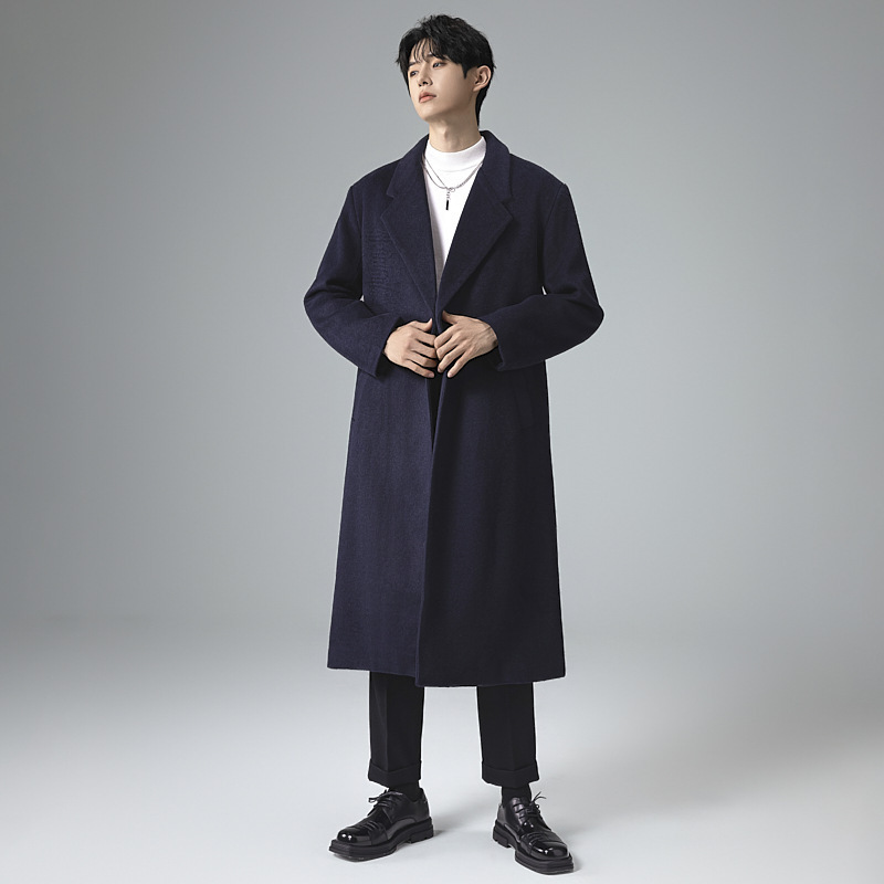 신상 가을 겨울 라미드 코트 롱 박시 라지 사이즈 캐주얼 패드 모직 코트로 트렌디한 아우터