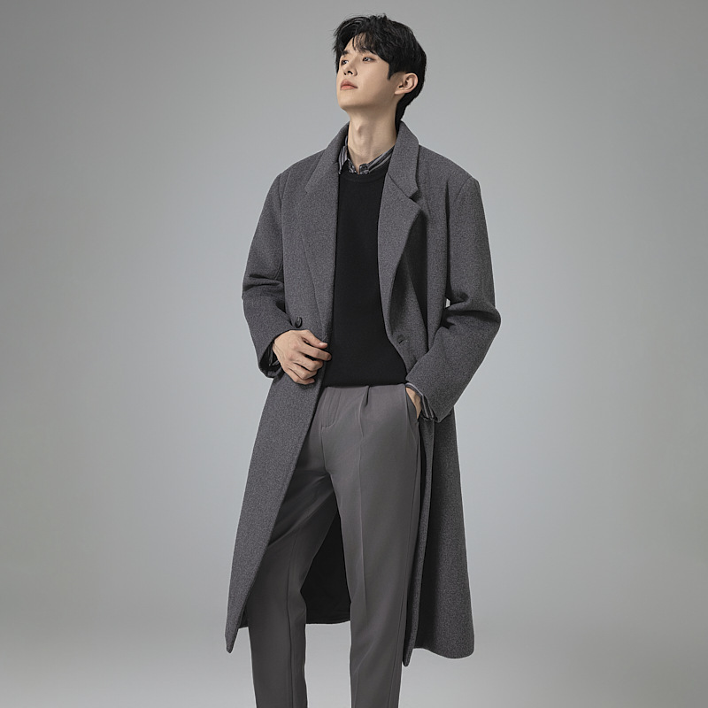 신상 가을 겨울 라미드 코트 롱 박시 라지 사이즈 캐주얼 패드 모직 코트로 트렌디한 아우터