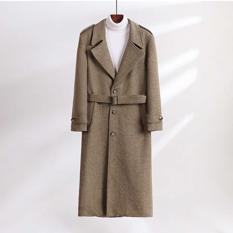 가을 겨울 신상 두꺼운 모직 코트남자 맥시 기장의 고급 느낌 건달 여자 트렌치코트 디자인 느낌 아우터남자