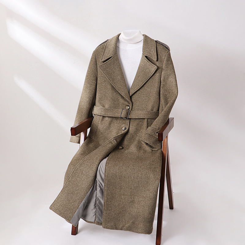 가을 겨울 신상 두꺼운 모직 코트남자 맥시 기장의 고급 느낌 건달 여자 트렌치코트 디자인 느낌 아우터남자