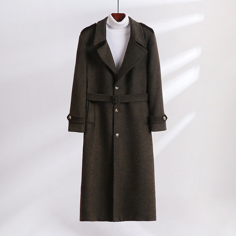 가을 겨울 신상 두꺼운 모직 코트남자 맥시 기장의 고급 느낌 건달 여자 트렌치코트 디자인 느낌 아우터남자