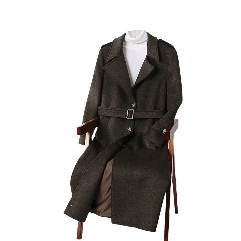 가을 겨울 신상 두꺼운 모직 코트남자 맥시 기장의 고급 느낌 건달 여자 트렌치코트 디자인 느낌 아우터남자
