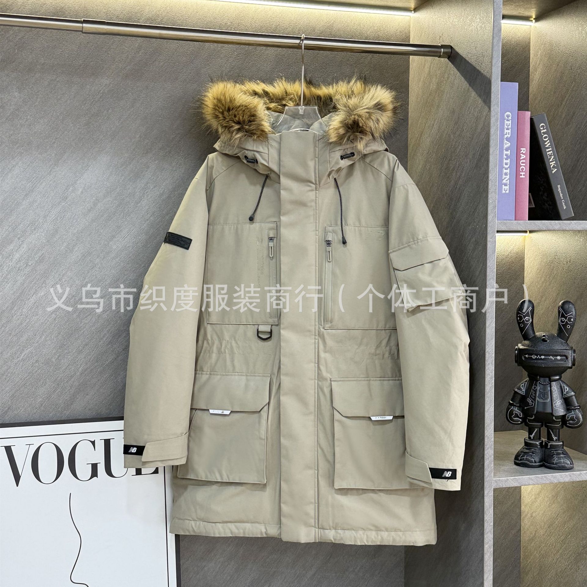 야상은 두꺼워지고 따뜻한 미들 롱 카고 다운