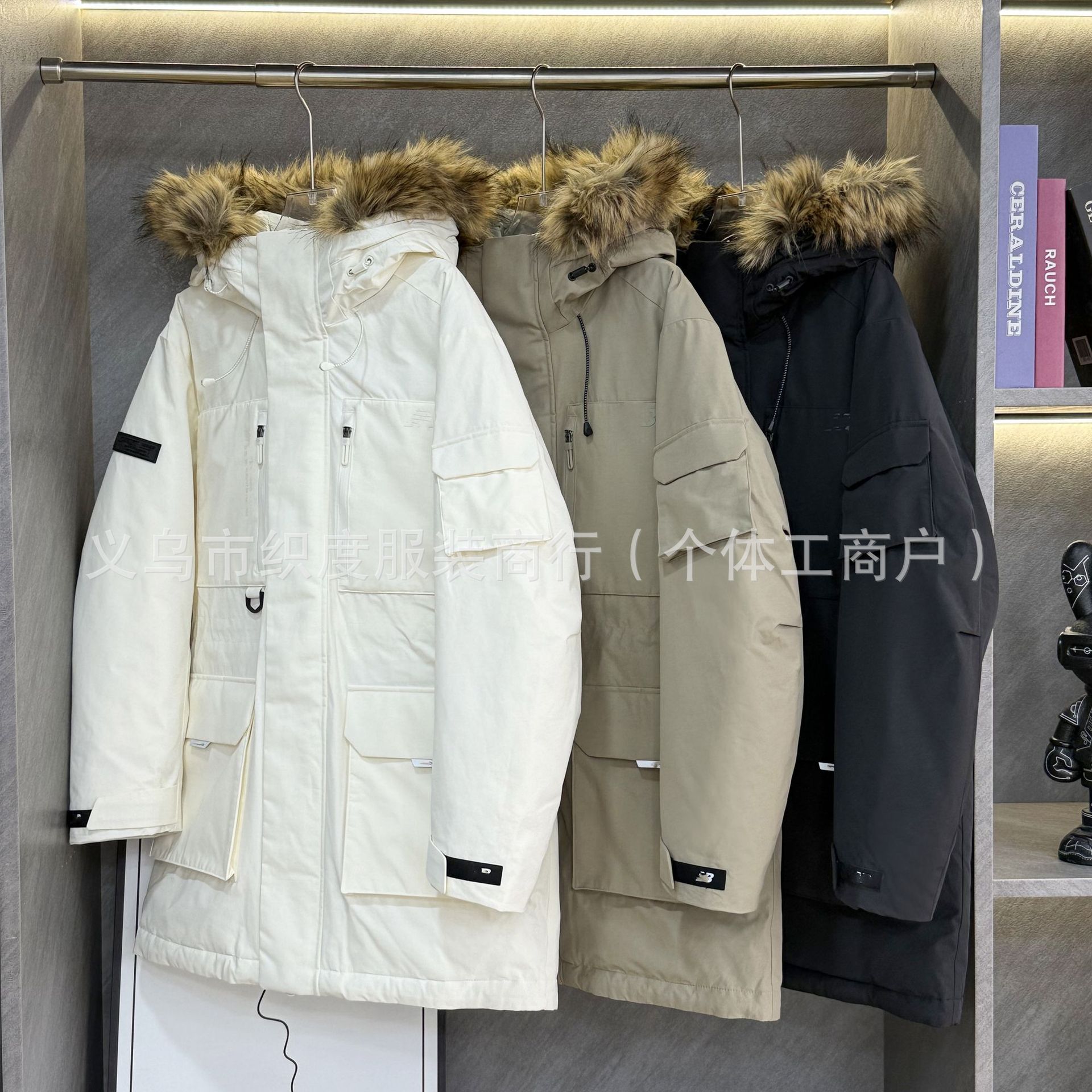 야상은 두꺼워지고 따뜻한 미들 롱 카고 다운