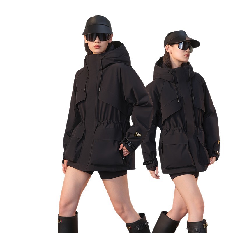 블랙 골드 오리털 패딩 여성 점퍼