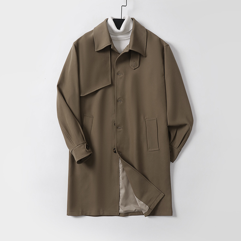 남성복 고퀄리티 가을 신상 남성 패션 트렌드 루즈한 라지 사이즈 미디엄 기장의 트렌치코트 도매