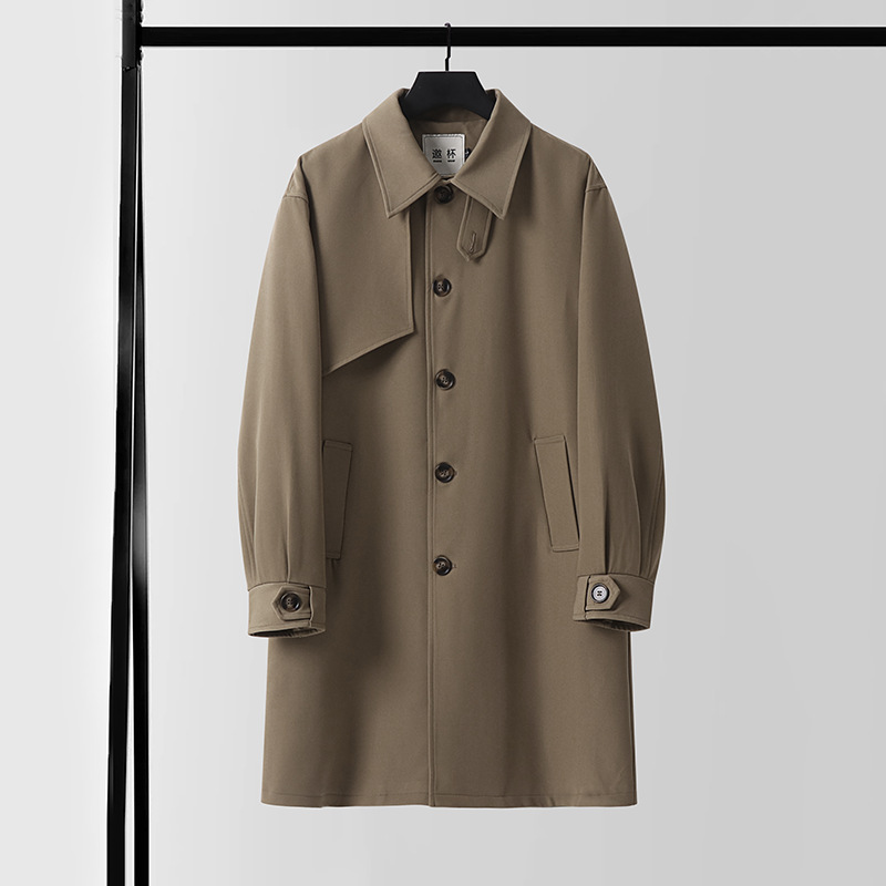 남성복 고퀄리티 가을 신상 남성 패션 트렌드 루즈한 라지 사이즈 미디엄 기장의 트렌치코트 도매
